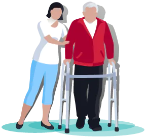 Illustration of Physiotherapist treating a Senior Citizen